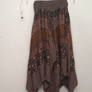 Hazel Asymmetrical Mixed Print Boho Skirt
